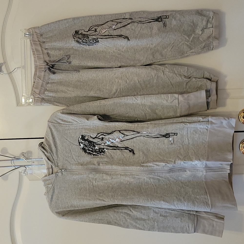 MotionWear Gray & Silver Sparkle Dancer Zip Up Hoodie & Sweats Set